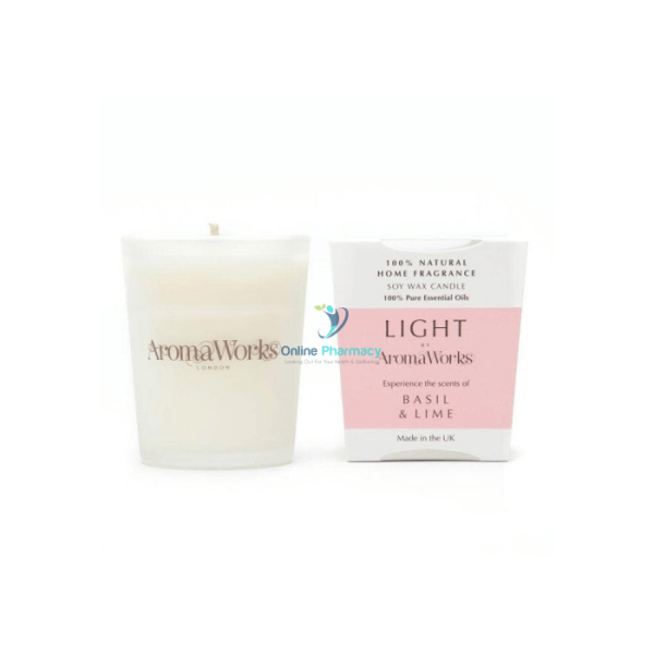 Aroma Works Light Range Basil & Lime Candle 10cl Small on Sale