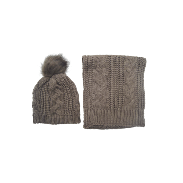 PULSE ACCESSORIES GIFT BOX HAT & SCARF SET LIGHT BROWN Discount