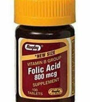 RUGBY FOLIC ACID 800MCG TAB FOLIC ACID-800 MCG yellow 100 TABLETS For Cheap