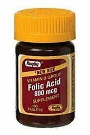 RUGBY FOLIC ACID 800MCG TAB FOLIC ACID-800 MCG yellow 100 TABLETS For Cheap