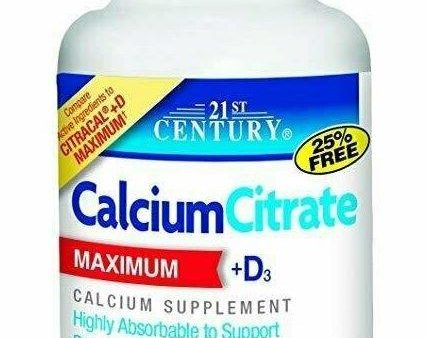 21st Century Calcium Citrate Plus D Maximum Caplets, 75 Count on Sale