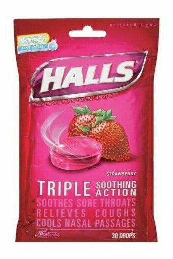 Halls Mentho-Lyptus Drops Strawberry 30 Each Discount