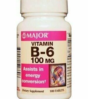 MAJOR B-6 100MG TABS PYRIDOXINE HYDROCHLORIDE-100 MG White 100 TABLETS Online Sale