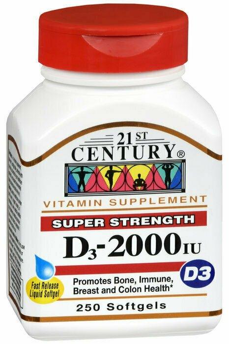 21ST CENTURY VITAMIN D-3 2000IU SOFTGEL 250CT Online Hot Sale