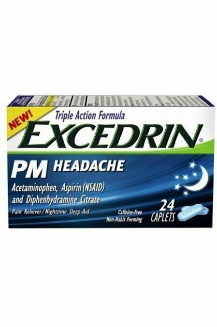 Excedrin PM Headache Pain Reliever Nighttime Sleep-Aid Caplets, 24 each Online