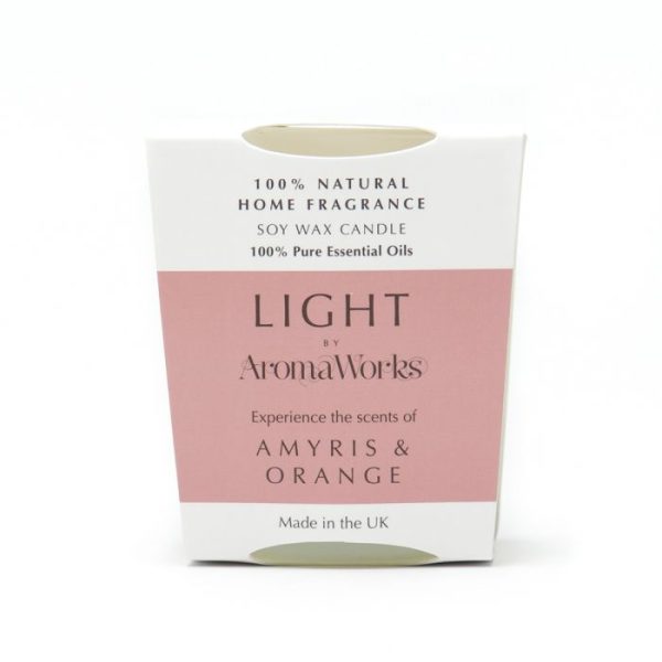 AromaWorks Light Range- Amyris & Orange Candle 30cl Medium Supply