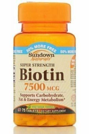 Sundown Naturals Super Strength Biotin 7500 mcg Tablets 50 ea For Sale