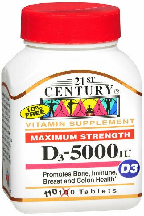 21ST CENTURY VITAMIN D 5000IU TABLET 110CT on Sale