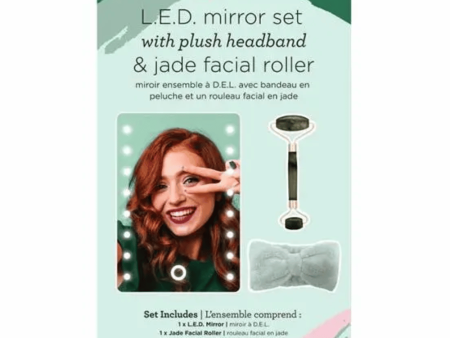 Danielle LED Mirror with Jade Facial Roller & Plush Headband Giftset on Sale