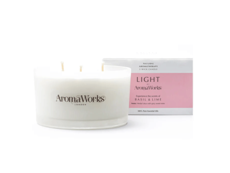 AromaWorks Light Range Basil and Lime Candle 3-Wick Large Online now