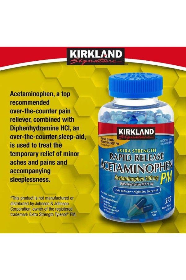 Kirkland Signature Acetaminophen PM, 500 mg, 375 Capsules For Discount