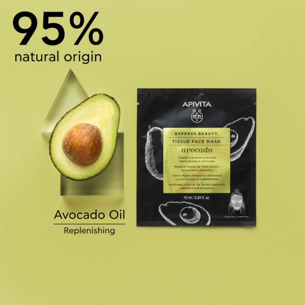 Apivita Tissue Face Mask- Avocado Moisturizing & Soothing 10ml Hot on Sale